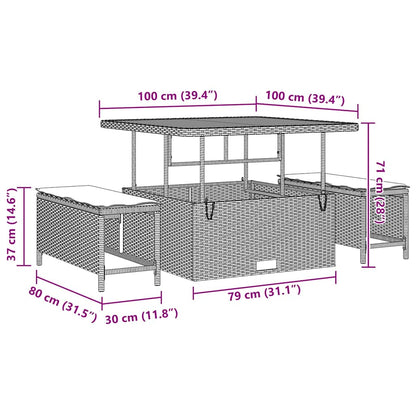 Garten-Sofa-Set mit Kissen 11 pcs Grau Poly Rattan