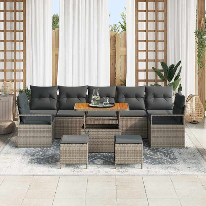 Garten-Sofa-Set mit Speicher 10 pcs Grau Poly Rattan