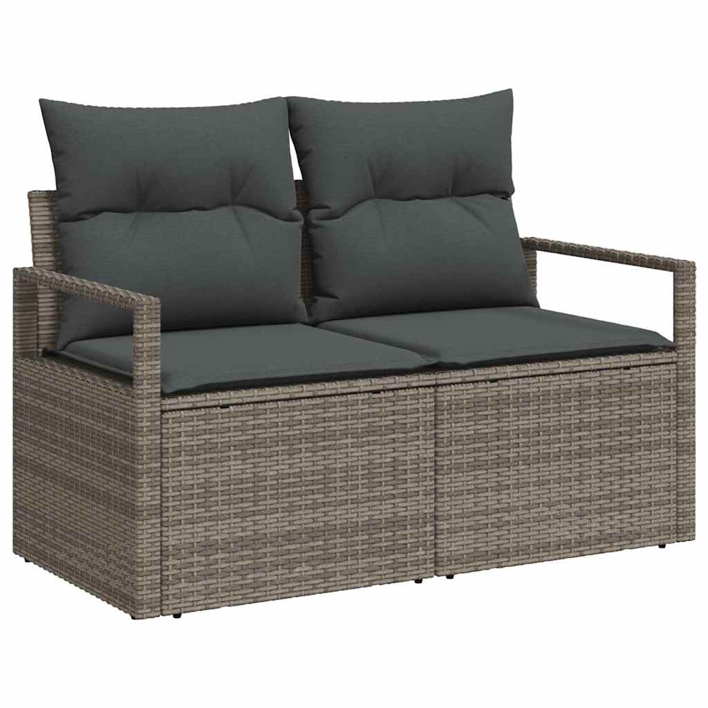 Garten-Sofa-Set mit Speicher 10 pcs Grau Poly Rattan