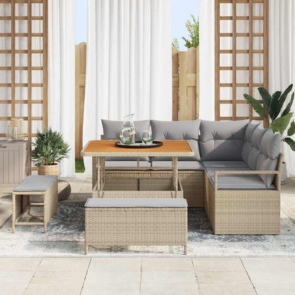 Garten-Sofa-Set mit Kissen 8 pcs Beige Poly Rattan