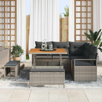 Garten-Sofa-Set mit Kissen 8 pcs Grau Poly Rattan