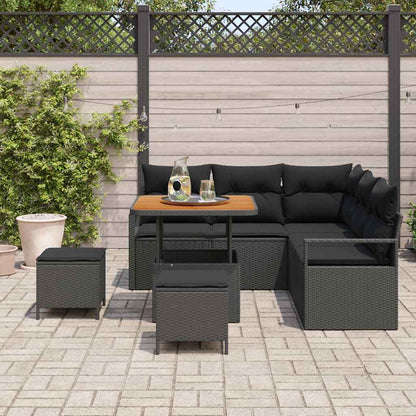 Garten-Sofa-Set mit Kissen 8 pcs Schwarz Poly Rattan