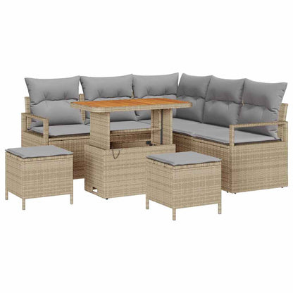 Garten-Sofa-Set mit Kissen 8 pcs Beige Poly Rattan