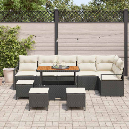 Garten-Sofa-Set mit Kissen 10 pcs Schwarz Poly Rattan