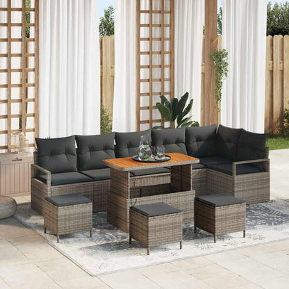 Garten-Sofa-Set mit Kissen 10 pcs Grau Poly Rattan