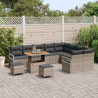 Garten-Sofa-Set mit Kissen 12 pcs Grau Poly Rattan
