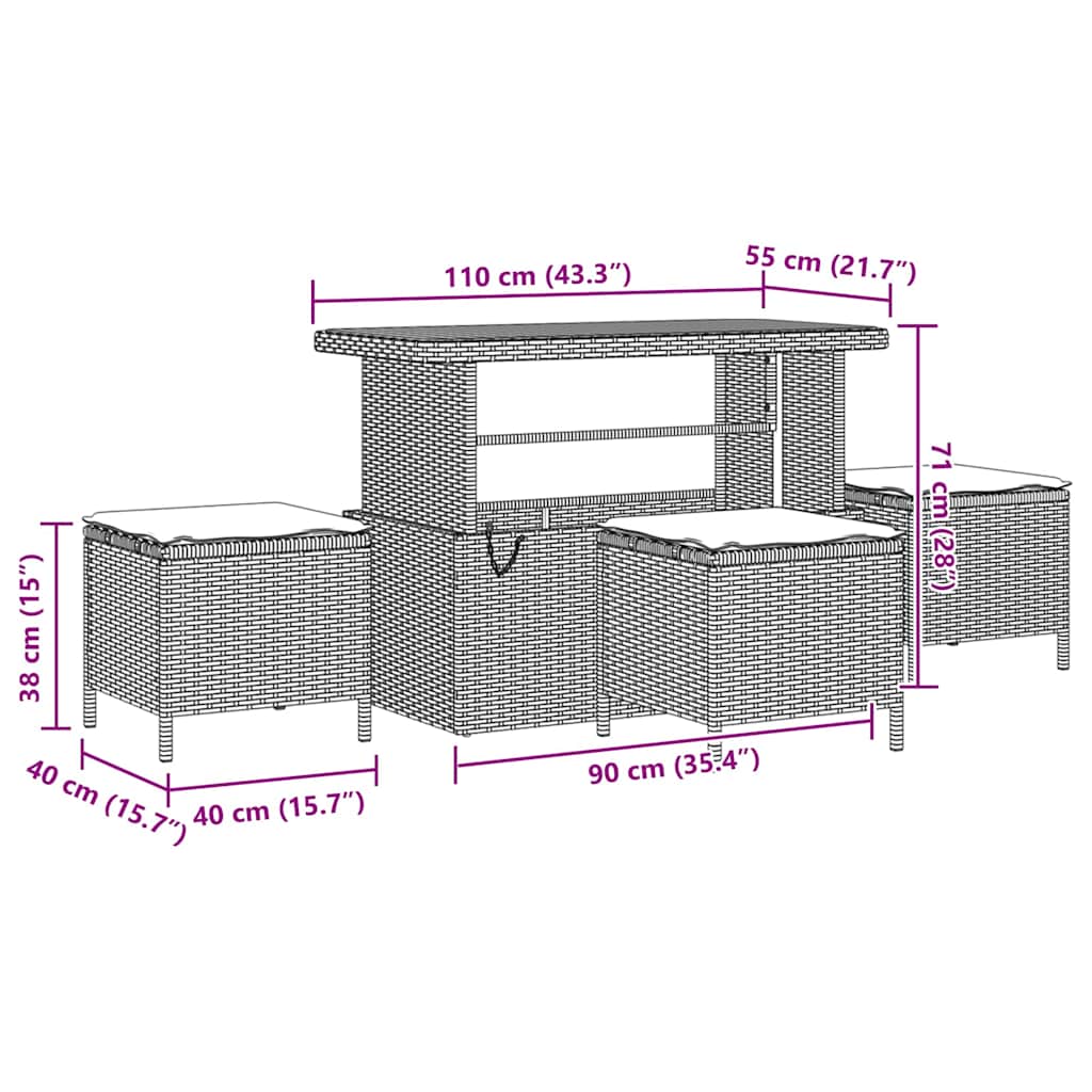Garten-Sofa-Set mit Kissen 13 pcs Schwarz Poly Rattan