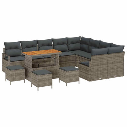 Garten-Sofa-Set mit Kissen 13 pcs Grau Poly Rattan