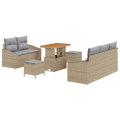 Garten-Sofa-Set mit Kissen 8 pcs Beige Poly Rattan