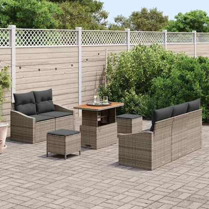 Garten-Sofa-Set mit Kissen 8 pcs Grau Poly Rattan