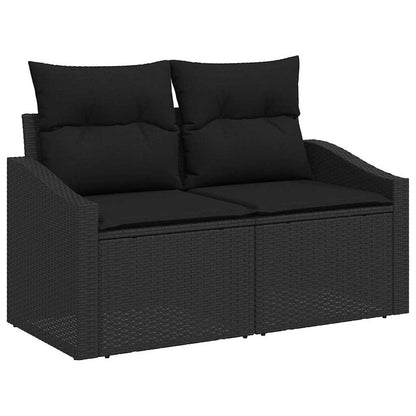 Garten-Sofa-Set mit Kissen 10 pcs Schwarz Poly Rattan