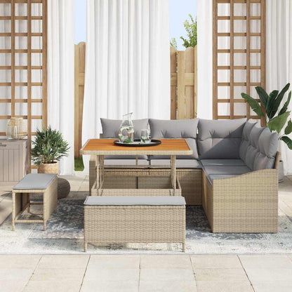 Garten-Sofa-Set mit Kissen 8 pcs Beige Poly Rattan