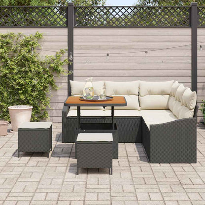 Garten-Sofa-Set mit Kissen 8 pcs Schwarz Poly Rattan