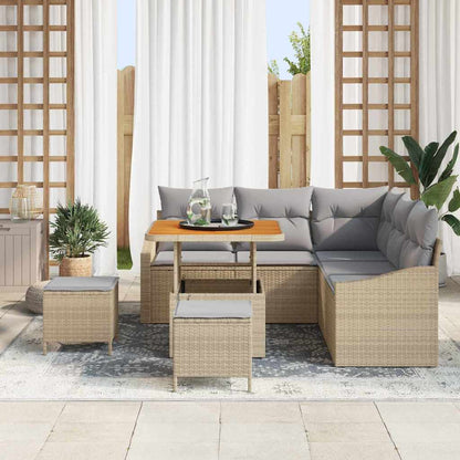 Garten-Sofa-Set mit Kissen 8 pcs Beige Poly Rattan