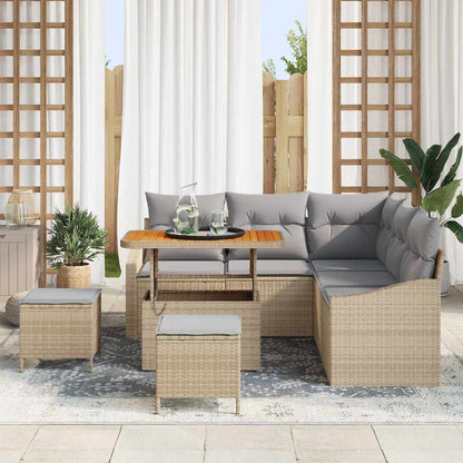 Garten-Sofa-Set mit Kissen 8 pcs Beige Poly Rattan
