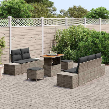 Garten-Sofa-Set mit Kissen 8 pcs Grau Poly Rattan