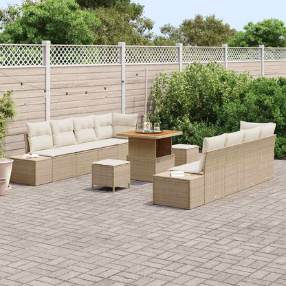 Garten-Sofa-Set mit Kissen 11 pcs Beige Poly Rattan