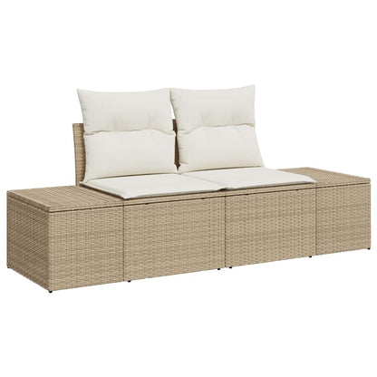 Garten-Sofa-Set mit Kissen 11 pcs Beige Poly Rattan