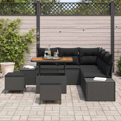 Garten-Sofa-Set mit Kissen 8 pcs Schwarz Poly Rattan