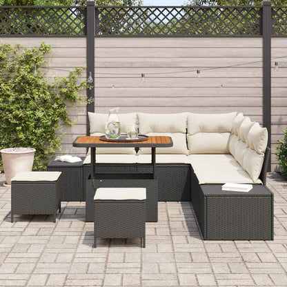 Garten-Sofa-Set mit Kissen 8 pcs Schwarz Poly Rattan