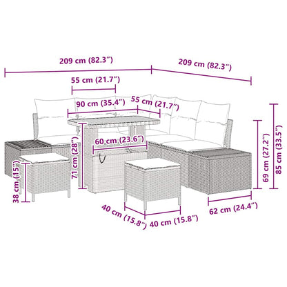 Garten-Sofa-Set mit Kissen 8 pcs Beige Poly Rattan