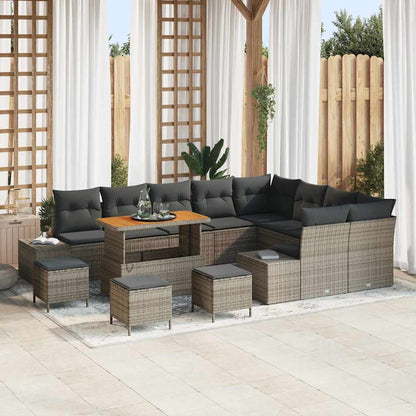 Garten-Sofa-Set mit Speicher 13 pcs Grau Poly Rattan