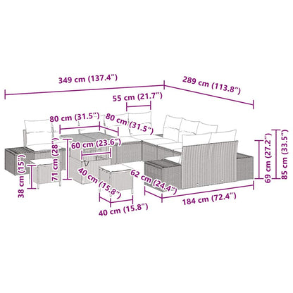 Garten-Sofa-Set mit Kissen 13 pcs Beige Poly Rattan