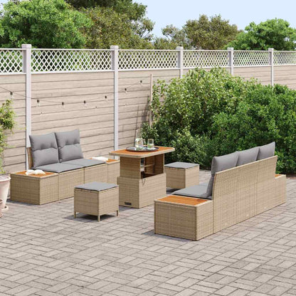 Garten-Sofa-Set mit Kissen 8 pcs Beige Poly Rattan