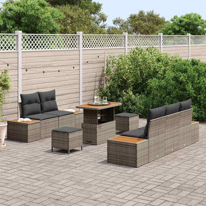 Garten-Sofa-Set mit Kissen 8 pcs Grau Poly Rattan