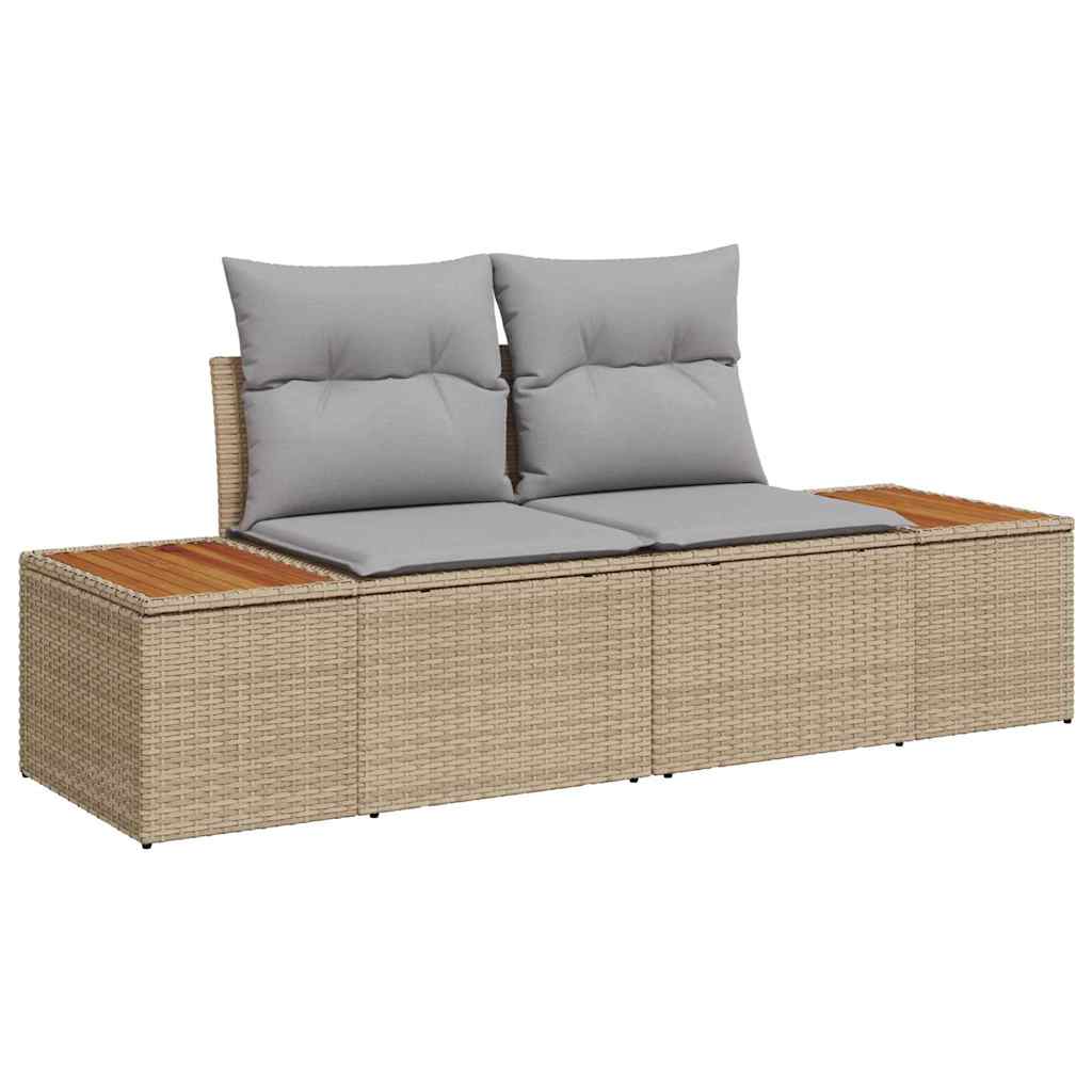 Garten-Sofa-Set mit Kissen 10 pcs Beige Poly Rattan