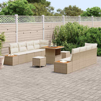 Garten-Sofa-Set mit Kissen 11 pcs Beige Poly Rattan