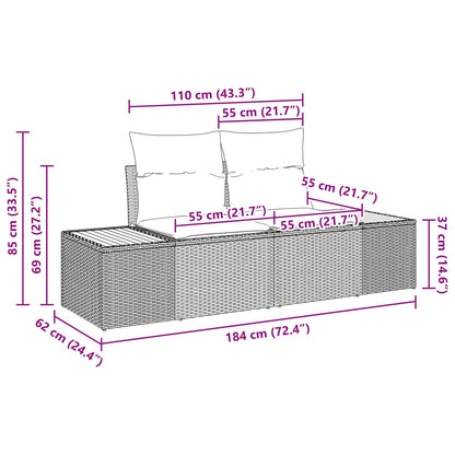 Garten-Sofa-Set mit Kissen 13 pcs Schwarz Poly Rattan