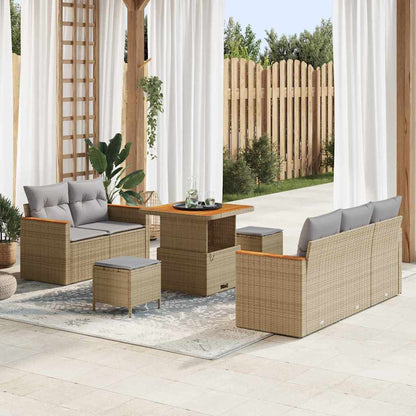 Garten-Sofa-Set mit Kissen 8 pcs Beige Poly Rattan