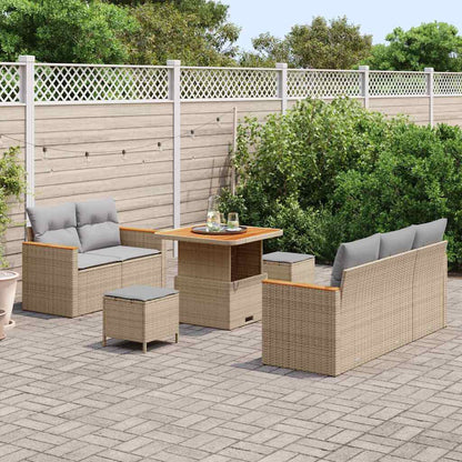 Garten-Sofa-Set mit Kissen 8 pcs Beige Poly Rattan