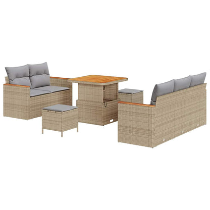 Garten-Sofa-Set mit Kissen 8 pcs Beige Poly Rattan