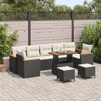 Garten-Sofa-Set mit Kissen 10 pcs Schwarz Poly Rattan