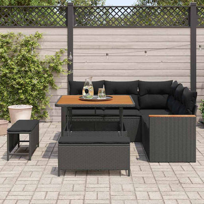Garten-Sofa-Set mit Kissen 8 pcs Schwarz Poly Rattan