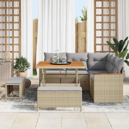 Garten-Sofa-Set mit Kissen 8 pcs Beige Poly Rattan