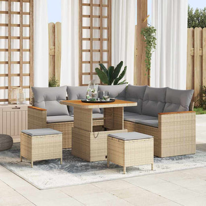 Garten-Sofa-Set mit Kissen 8 pcs Beige Poly Rattan