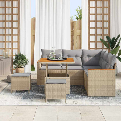 Garten-Sofa-Set mit Kissen 8 pcs Beige Poly Rattan