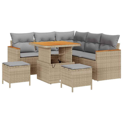 Garten-Sofa-Set mit Kissen 8 pcs Beige Poly Rattan
