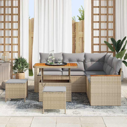 Garten-Sofa-Set mit Kissen 8 pcs Beige Poly Rattan