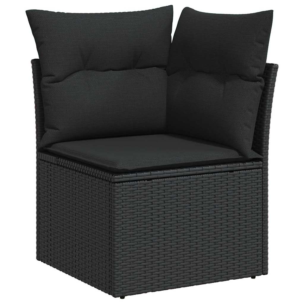 Garten-Sofa-Set mit Kissen 10 pcs Schwarz Poly Rattan