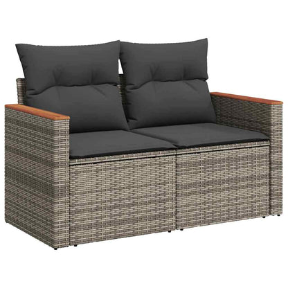 Garten-Sofa-Set mit Kissen 13 pcs Grau Poly Rattan