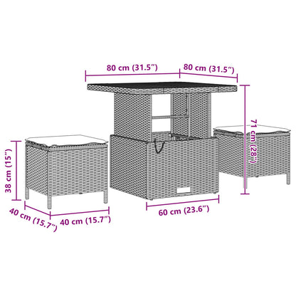 Garten-Sofa-Set mit Kissen 13 pcs Schwarz Poly Rattan