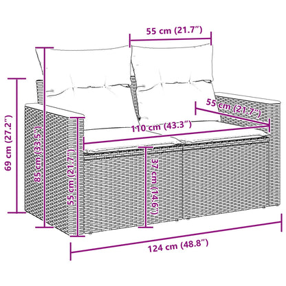 Garten-Sofa-Set mit Kissen 13 pcs Schwarz Poly Rattan