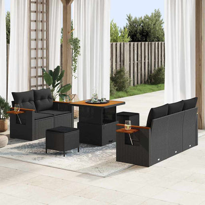 Garten-Sofa-Set mit Kissen 8 pcs Schwarz
