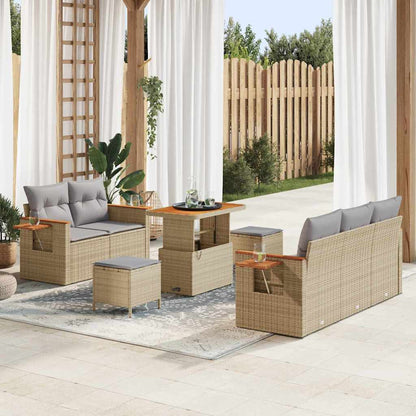 Garten-Sofa-Set mit Kissen 8 pcs Beige und Hellgrau