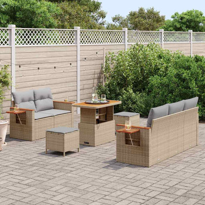 Garten-Sofa-Set mit Kissen 8 pcs Beige und Hellgrau