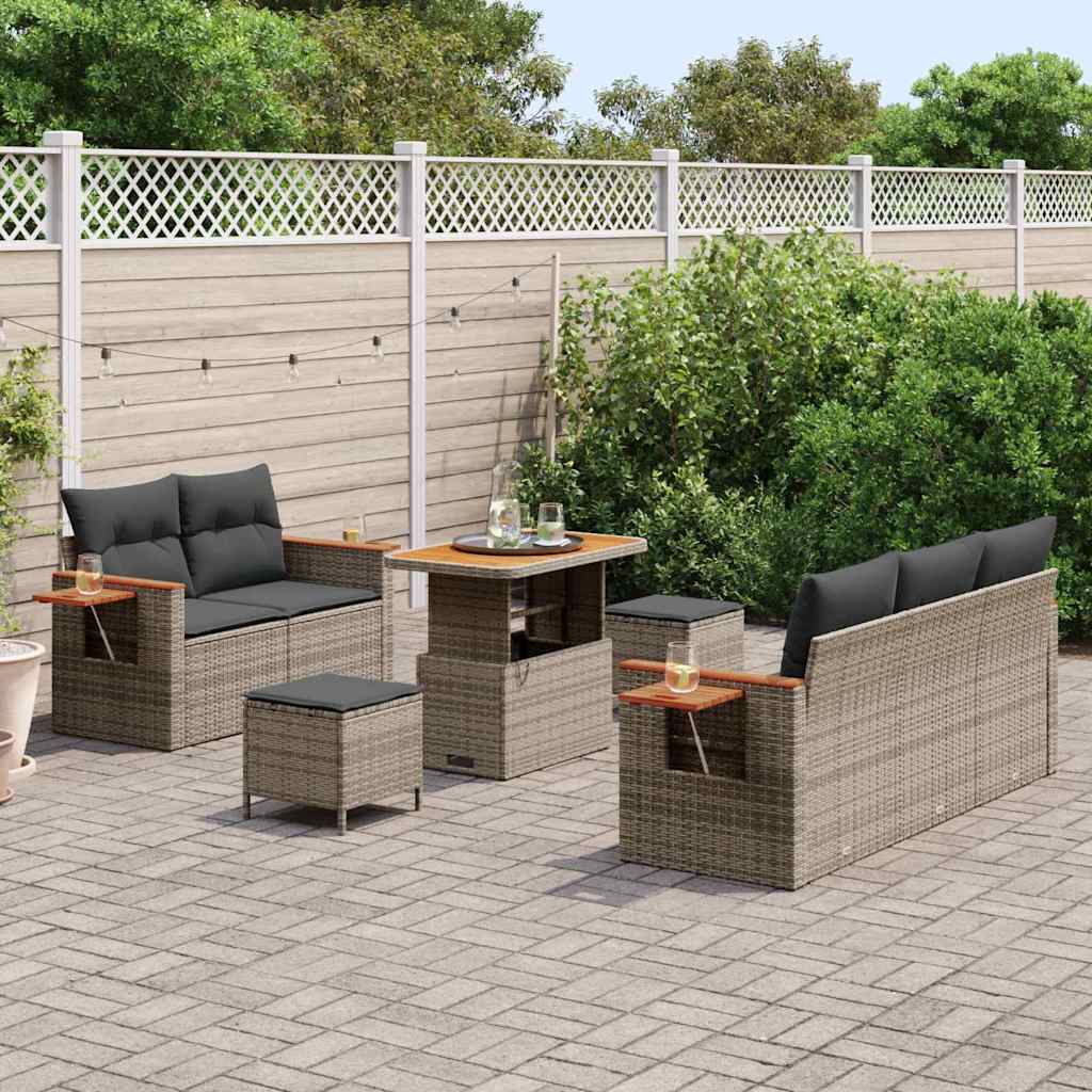 Garten-Sofa-Set mit Kissen 8 pcs Grau 90 x 55 x 71 cm